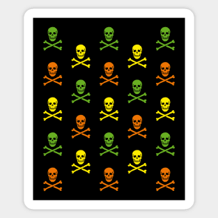 Skull & Crossbones / Jolly Roger (Pattern / Yellow - Green - Orange) Sticker